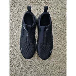 Puma Youth Size 6.5 Black Slip-On Sneakers Low Top School Shoes Casual Comfort